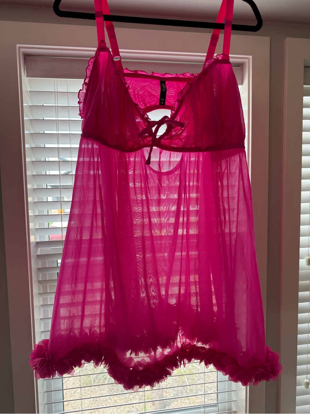 torrid Hot Pink Sheer Ruffled Babydoll Chemise